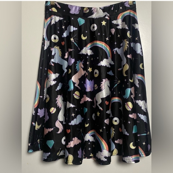 HDE, swing skirt, with unicorns, rainbows, and a ton of fun! - Picture 1 of 10
